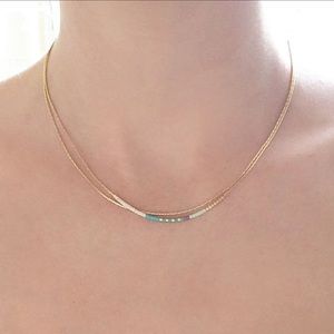 Boho beaded double strand necklace